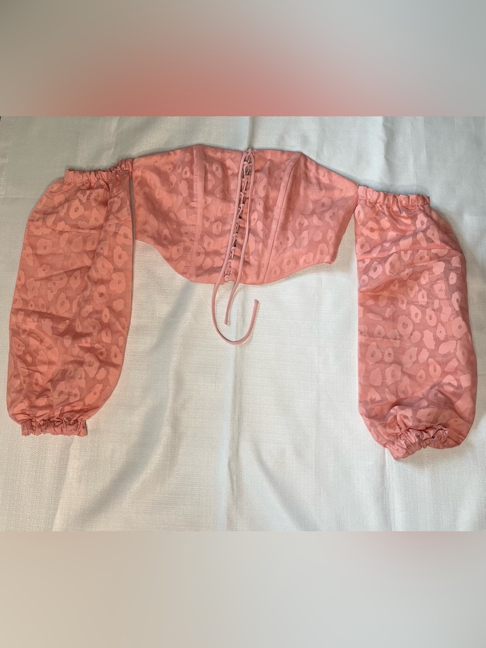 NBD Fauna Pink Leopard Corset Top Puff Sleeve Lace Up Coquette Y2K Going Out Top